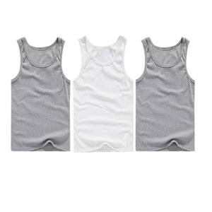 3pcs/lot Men's Top Underwear Cotton Mens Sleeveless Muscle Vest Undershirts O-Neck Gymclothing Asian size Men Under shirt