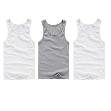 Load image into Gallery viewer, 3pcs/lot Men&#39;s Top Underwear Cotton Mens Sleeveless Muscle Vest Undershirts O-Neck Gymclothing Asian size Men Under shirt
