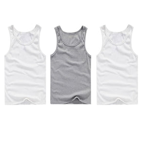 3pcs/lot Men's Top Underwear Cotton Mens Sleeveless Muscle Vest Undershirts O-Neck Gymclothing Asian size Men Under shirt