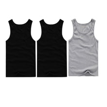 Load image into Gallery viewer, 3pcs/lot Men&#39;s Top Underwear Cotton Mens Sleeveless Muscle Vest Undershirts O-Neck Gymclothing Asian size Men Under shirt
