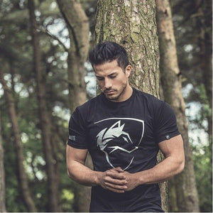 Nuevo ALPHALETE hombres camisetas de fitness de manga corta culturismo camisa para hombres entrenamiento algodón Slim Fit tee tops