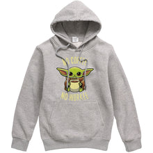 Load image into Gallery viewer, Funny Print NO COFFEE NO WORKEE Clothing Men Spring Autumn Warm Sweatshirts Stars Wars Mandalorian Baby Yoda Hoodies Streetwear
