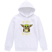 Load image into Gallery viewer, Funny Print NO COFFEE NO WORKEE Clothing Men Spring Autumn Warm Sweatshirts Stars Wars Mandalorian Baby Yoda Hoodies Streetwear
