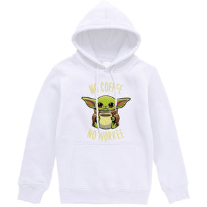 Funny Print NO COFFEE NO WORKEE Clothing Men Spring Autumn Warm Sweatshirts Stars Wars Mandalorian Baby Yoda Hoodies Streetwear