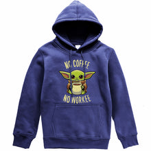 Load image into Gallery viewer, Funny Print NO COFFEE NO WORKEE Clothing Men Spring Autumn Warm Sweatshirts Stars Wars Mandalorian Baby Yoda Hoodies Streetwear
