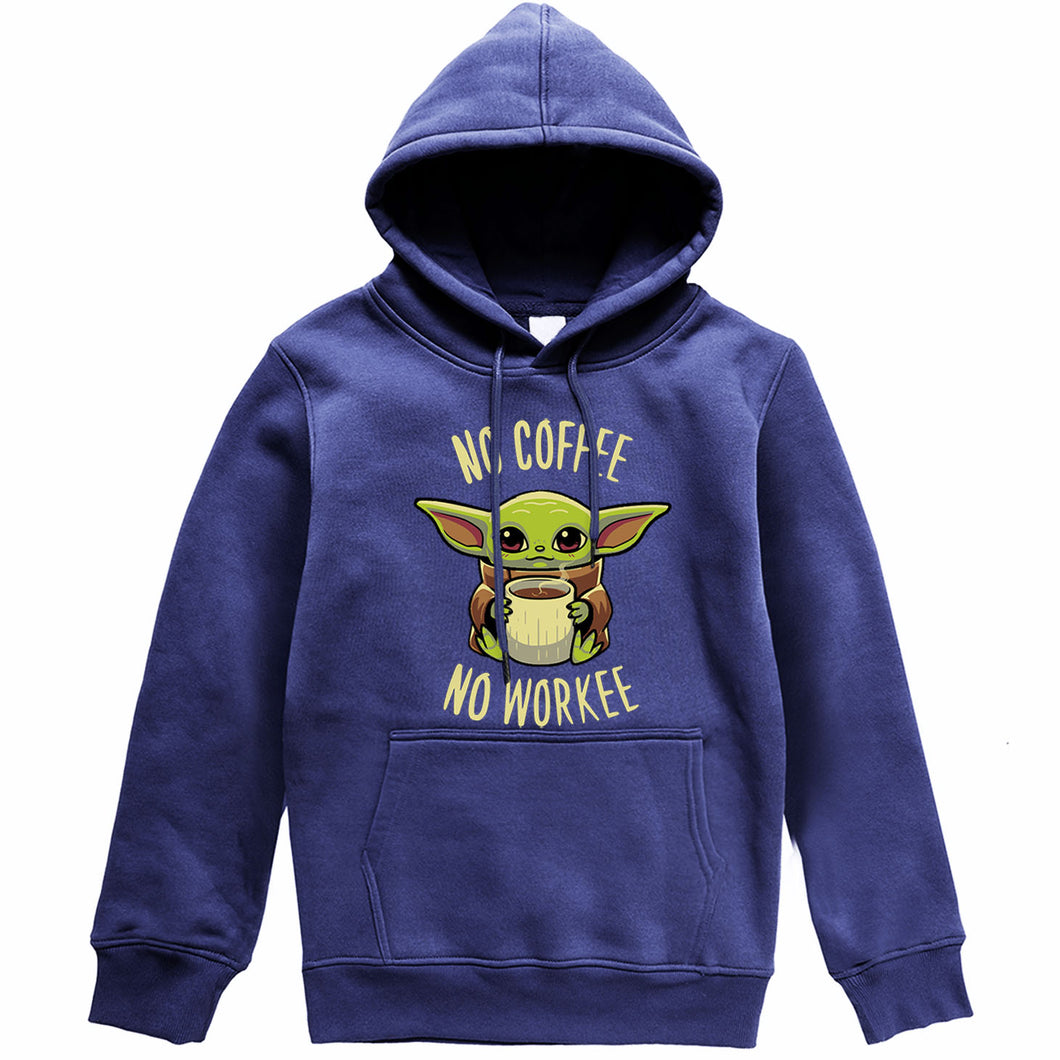 Funny Print NO COFFEE NO WORKEE Clothing Men Spring Autumn Warm Sweatshirts Stars Wars Mandalorian Baby Yoda Hoodies Streetwear