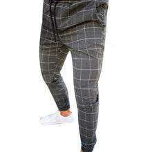 Load image into Gallery viewer, Fashion Men Pants Plaid Print Drawstring Elastic Casual Pencil Pants Trousers Jogging Pant Sports Long SlacksFor Men&#39;s Clothings
