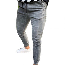 Load image into Gallery viewer, Fashion Men Pants Plaid Print Drawstring Elastic Casual Pencil Pants Trousers Jogging Pant Sports Long SlacksFor Men&#39;s Clothings
