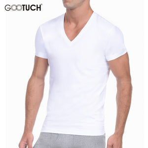 Men's Cotton Undershirts Underwear Short Sleeved Undershirt Summer V Neck Shirts Spandex Bodybuilding Solid ColorT Shirts 2565