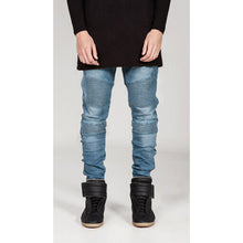 Load image into Gallery viewer, OLOME 2019 New Streetwear Mens Ripped Biker Jeans Men&#39;s Fashion Motorcycle Slim Fit Black Gray Blue Moto Denim Pants Skinny
