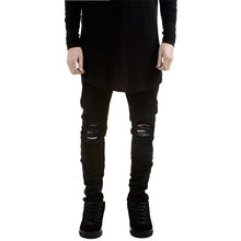 Load image into Gallery viewer, OLOME 2019 New Streetwear Mens Ripped Biker Jeans Men&#39;s Fashion Motorcycle Slim Fit Black Gray Blue Moto Denim Pants Skinny
