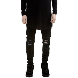 OLOME 2019 New Streetwear Mens Ripped Biker Jeans Men's Fashion Motorcycle Slim Fit Black Gray Blue Moto Denim Pants Skinny