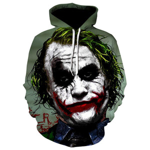 Novelty clown 3d hoodie Men Joker Poker men hoodies sweatshirts Funny sweatshirt  Hip Hop Mens Clothes hoodies men 2019 Tops