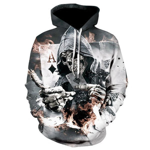 Novelty clown 3d hoodie Men Joker Poker men hoodies sweatshirts Funny sweatshirt  Hip Hop Mens Clothes hoodies men 2019 Tops